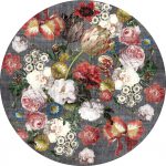 Rond grijs vloerkleed met bloemen is verkrijgbaar in diverse dessins, kleuren en maten. Direct uit eigen voorraad leverbaar.