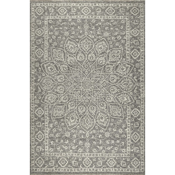 Bovenaanzicht van vloerkleed ARDEBIL in de kleur grijs beige, gemaakt van wol.