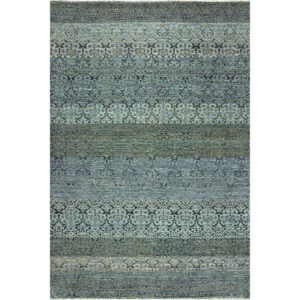 Boven aanzicht van vloerkleed DAMASK, in de kleur blauw texel gemaakt van wol.
