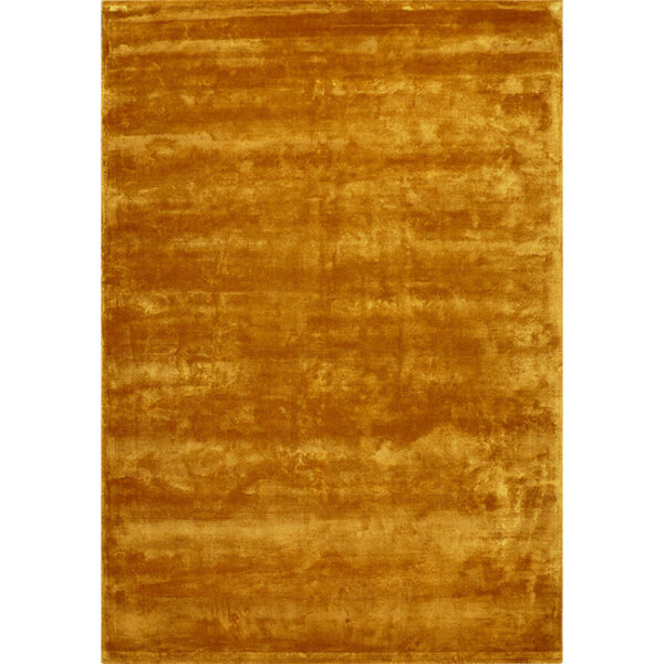 Boven aanzicht van vloerkleed FLAVIA, in de kleur oker gemaakt van viscose.