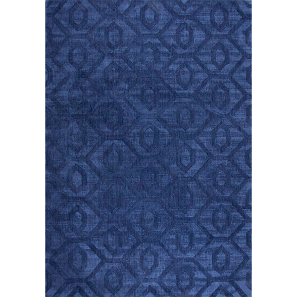 Boven aanzicht van vloerkleed HERAKLION, in de kleur blauw gemaakt van polyester.