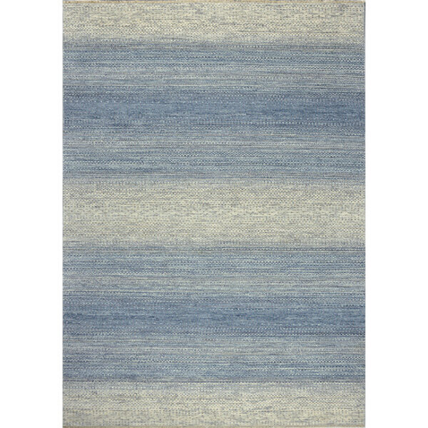 Boven aanzicht van vloerkleed LUCERA, in de kleur ivoor blauw gemaakt van wol.