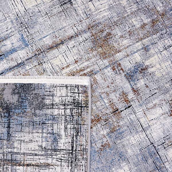 Achterkant hoek aanzicht van vloerkleed OLYMPIA ST-705, in de kleur multi gemaakt van een acryl en viscose mix.