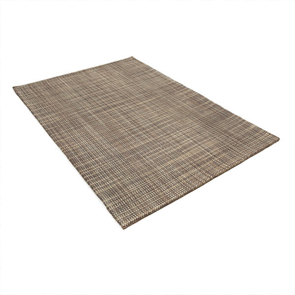 Diagonaal aanzicht van vloerkleed PARIS, in de kleur beige grijs gemaakt van wol.