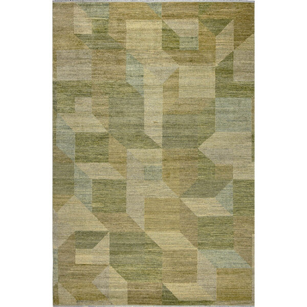 Boven aanzicht van vloerkleed PATRI K, in de kleur groen gemaakt van wol.