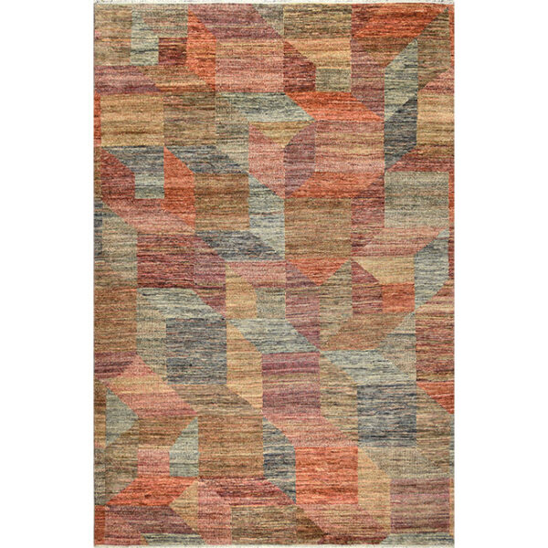 Boven aanzicht van vloerkleed PATRI K, in de kleur rood gemaakt van wol.