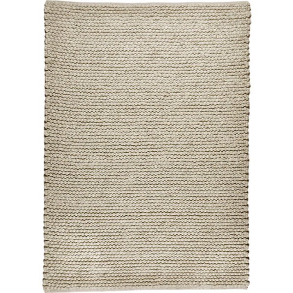 Boven aanzicht van vloerkleed RENO, in de kleur zilver gemaakt van wol.