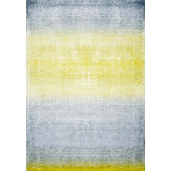Boven aanzicht van vloerkleed RIGA, in de kleur geel gemaakt van viscose.