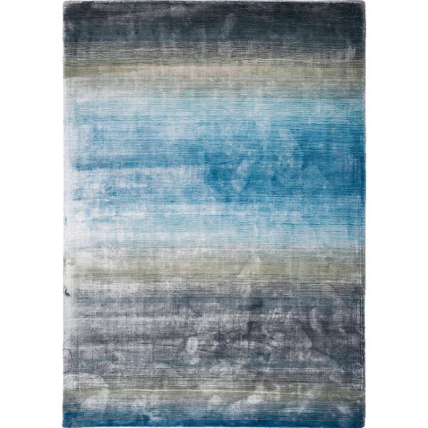 Boven aanzicht van vloerkleed RIGA, in de kleur groen blauw gemaakt van viscose.