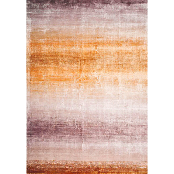 Boven aanzicht van vloerkleed RIGA, in de kleur oranje gemaakt van viscose.