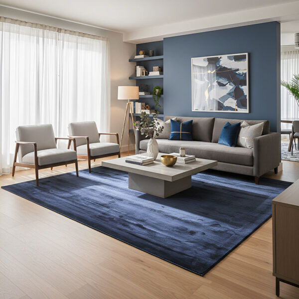Flavia Navy Blauw vloerkleed. Tapijt in diepe navy blauwe kleur.