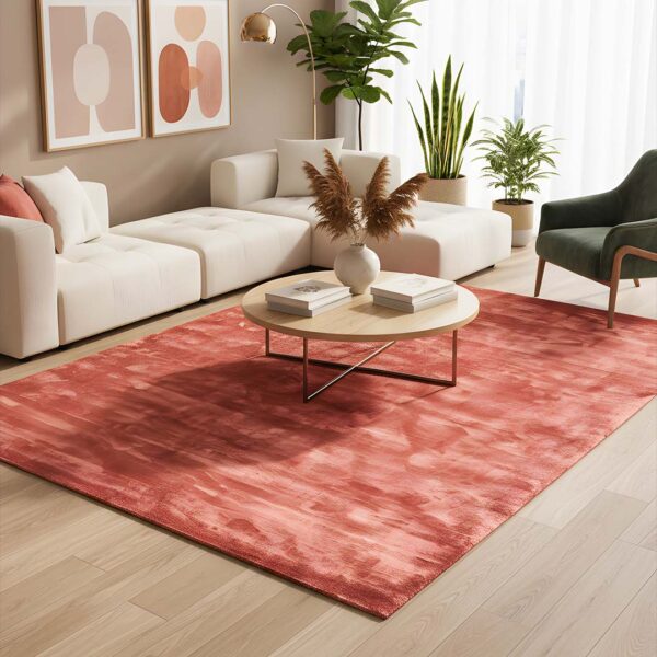 Flavia Terracotta vloerkleed. Tapijt in warme terracotta kleur.